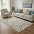 5' X 8' Khaki And Teal Geometric Washable Area Rug With UV Protection