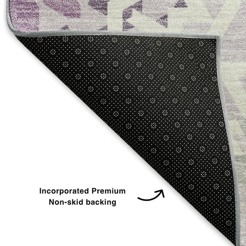 8' X 10' Lilac And Ivory Geometric Washable Area Rug With UV Protection