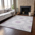 8' X 10' Lilac And Ivory Geometric Washable Area Rug With UV Protection