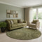 8' Olive Green And Gold Geometric Washable Round Rug With UV Protection