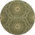 8' Olive Green And Gold Geometric Washable Round Rug With UV Protection