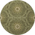 8' Olive Green And Gold Geometric Washable Round Rug With UV Protection