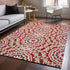 8' X 10' Red And Ivory Geometric Washable Area Rug With UV Protection