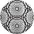 8' White And Black Geometric Washable Round Rug With UV Protection