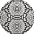 8' White And Black Geometric Washable Round Rug With UV Protection