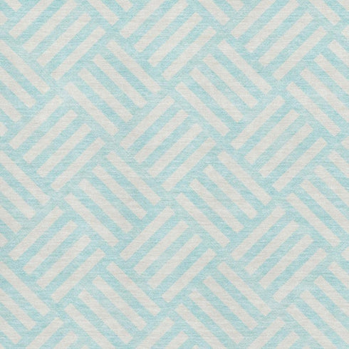 8' X 10' Aqua And Ivory Geometric Washable Area Rug With UV Protection