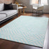 9' X 12' Aqua And Ivory Geometric Washable Area Rug With UV Protection