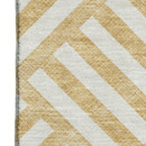 8' X 10' Gold And Ivory Geometric Washable Area Rug With UV Protection