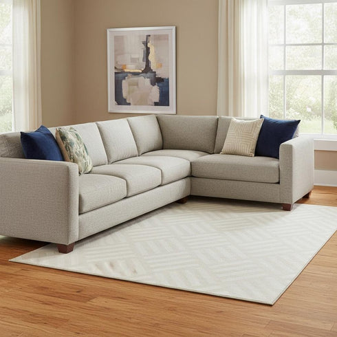 8' X 10' Ivory And Beige Geometric Washable Area Rug With UV Protection