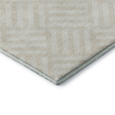8' X 10' Ivory And Beige Geometric Washable Area Rug With UV Protection