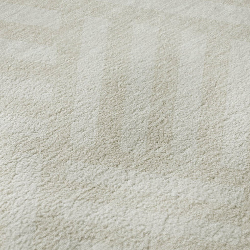 8' X 10' Ivory And Beige Geometric Washable Area Rug With UV Protection