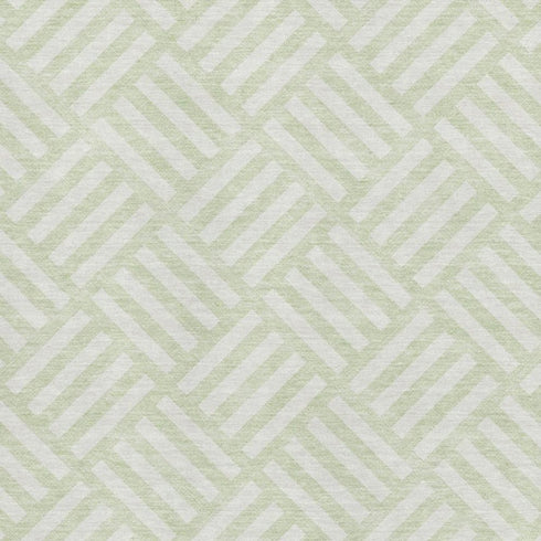 5' X 8' Mint Green And Ivory Geometric Washable Area Rug With UV Protection