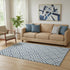 5' X 8' Navy Blue And Ivory Geometric Washable Area Rug With UV Protection