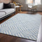 8' X 10' Sky Blue And Ivory Geometric Washable Area Rug With UV Protection