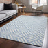 8' X 10' Sky Blue And Ivory Geometric Washable Area Rug With UV Protection