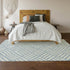 8' X 10' Sky Blue And Ivory Geometric Washable Area Rug With UV Protection