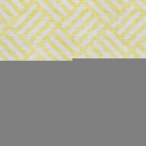 5' X 8' Yellow And Ivory Geometric Washable Area Rug With UV Protection