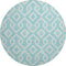 8' Aqua And Ivory Geometric Washable Round Rug With UV Protection
