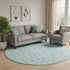 8' Aqua And Ivory Geometric Washable Round Rug With UV Protection