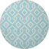 8' Aqua And Ivory Geometric Washable Round Rug With UV Protection