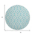 8' Aqua And Ivory Geometric Washable Round Rug With UV Protection