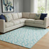 8' X 10' Aqua And Ivory Geometric Washable Area Rug With UV Protection
