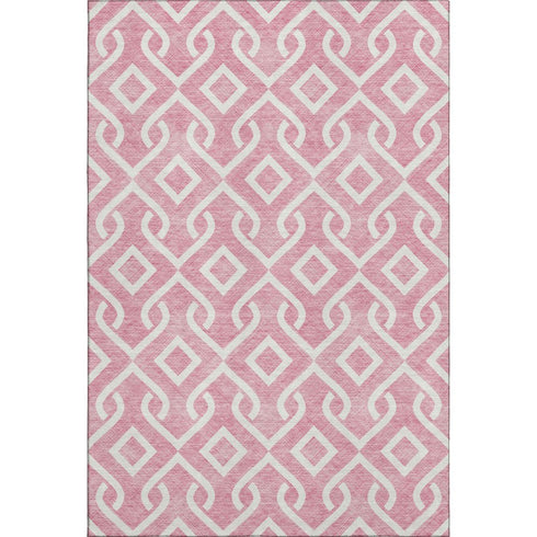 5' X 8' Blush And Ivory Geometric Washable Area Rug With UV Protection