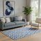 5' X 8' Blue And Ivory Geometric Washable Area Rug With UV Protection