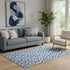 5' X 8' Blue And Ivory Geometric Washable Area Rug With UV Protection