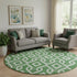 8' Emerald And Ivory Geometric Washable Round Rug With UV Protection