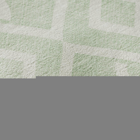 5' X 8' Mint Green And Ivory Geometric Washable Area Rug With UV Protection
