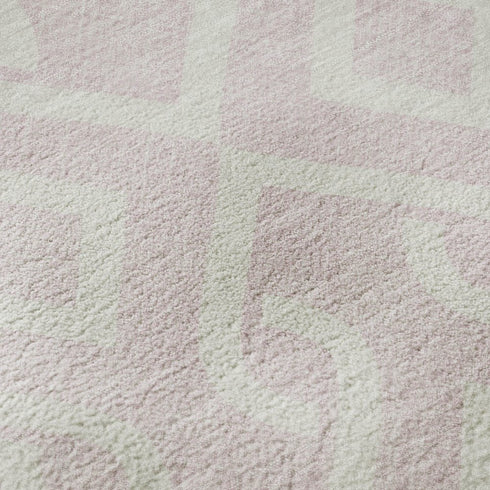 8' X 10' Pink And Ivory Geometric Washable Area Rug With UV Protection