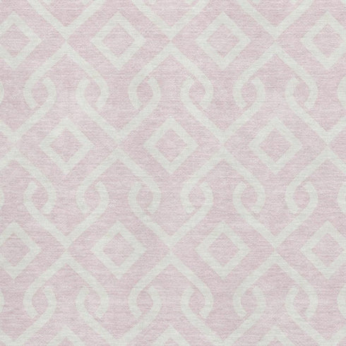 8' X 10' Pink And Ivory Geometric Washable Area Rug With UV Protection