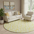8' Yellow And Ivory Geometric Washable Round Rug With UV Protection