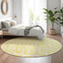 8' Yellow And Ivory Geometric Washable Round Rug With UV Protection