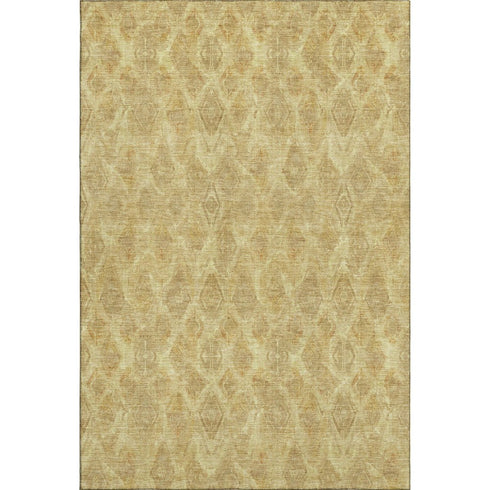 5' X 8' Gold And Beige Diamond Washable Area Rug With UV Protection
