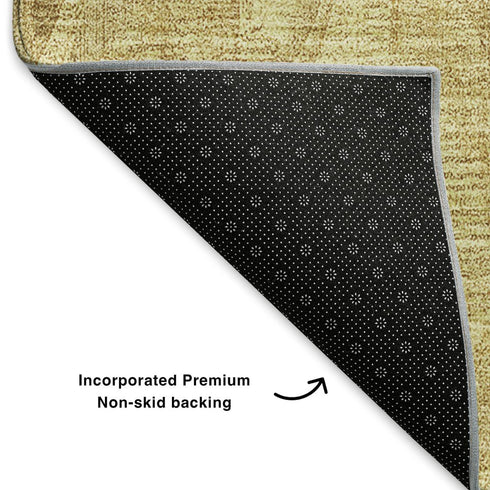5' X 8' Gold And Beige Diamond Washable Area Rug With UV Protection