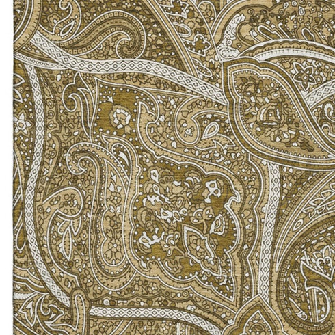 5' X 8' Brown And Ivory Paisley Washable Area Rug With UV Protection