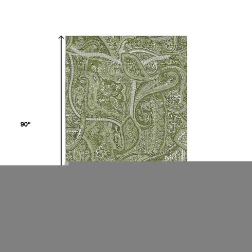 5' X 8' Green And Ivory Paisley Washable Area Rug With UV Protection