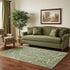 5' X 8' Green And Ivory Paisley Washable Area Rug With UV Protection
