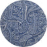 8' Navy Blue And Ivory Paisley Washable Round Rug With UV Protection