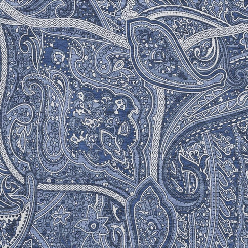 8' X 10' Navy Blue And Ivory Paisley Washable Area Rug With UV Protection