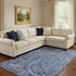 8' X 10' Navy Blue And Ivory Paisley Washable Area Rug With UV Protection