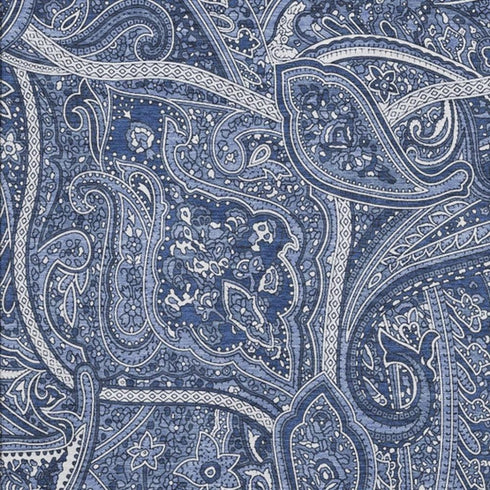 9' X 12' Navy Blue And Ivory Paisley Washable Area Rug With UV Protection