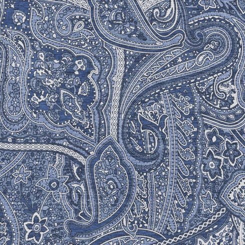 9' X 12' Navy Blue And Ivory Paisley Washable Area Rug With UV Protection