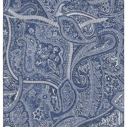 9' X 12' Navy Blue And Ivory Paisley Washable Area Rug With UV Protection