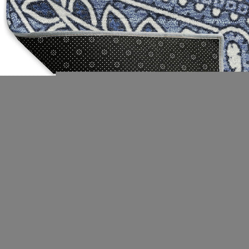 9' X 12' Navy Blue And Ivory Paisley Washable Area Rug With UV Protection