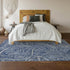 9' X 12' Navy Blue And Ivory Paisley Washable Area Rug With UV Protection
