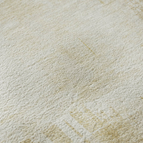 5' X 8' Beige Ivory And Gold Abstract Washable Area Rug With UV Protection