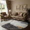 8' Charcoal Ivory And Gold Abstract Washable Round Rug With UV Protection